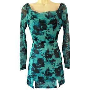 Princess Polly Shelby Dress Watercolor Abstract Floral Print Mesh Knit Size 4